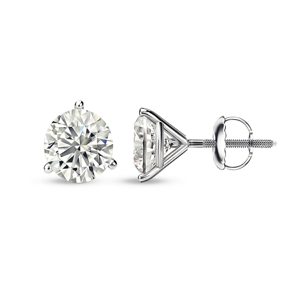 14K White Gold Lab Grown Diamond 4 Ct.Tw. Starlab Certified VS F+ Martini Stud Earrings (Available in 0.15ct to 4ct)
