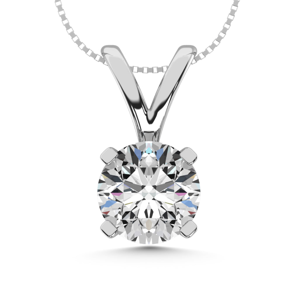 14K White Gold Lab Grown Diamond 1/4 Ct.Tw. Starlab Certified VS F+ Solitaire Pendant (Available in 0.10ct to 2ct)