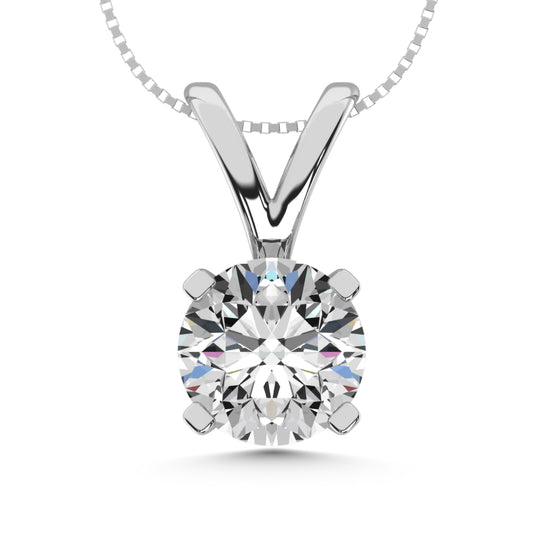 14K White Gold Lab Grown Diamond 1/4 Ct.Tw. Starlab Certified VS F+ Solitaire Pendant (Available in 0.10ct to 2ct)
