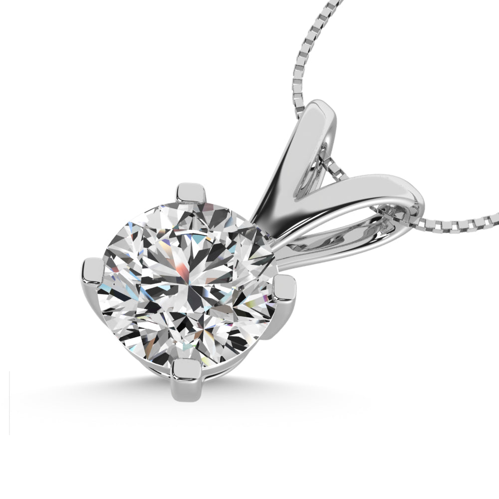14K White Gold Lab Grown Diamond 1 Ct.Tw. IGI Certified VS F+ Solitaire Pendant (Available in 1ct to 2ct)