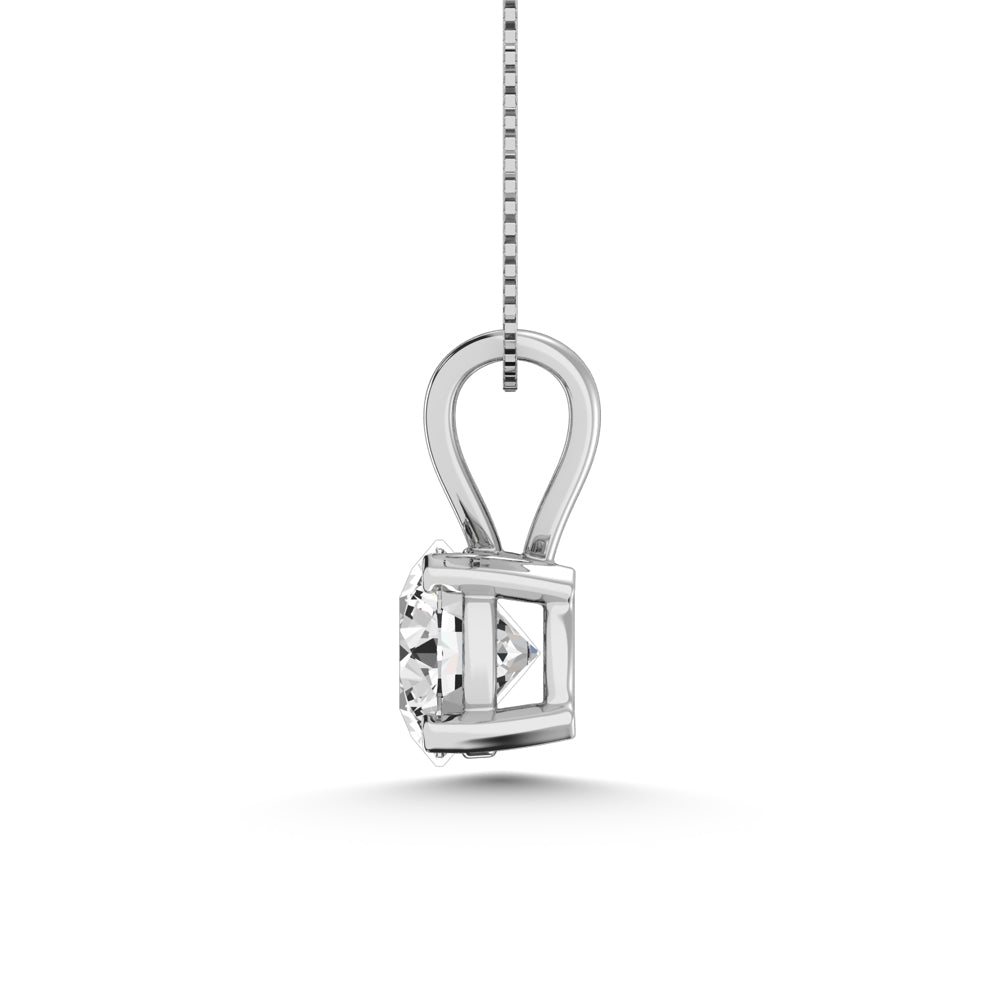 14K White Gold Lab Grown Diamond 1 Ct.Tw. IGI Certified VS F+ Solitaire Pendant (Available in 1ct to 2ct)