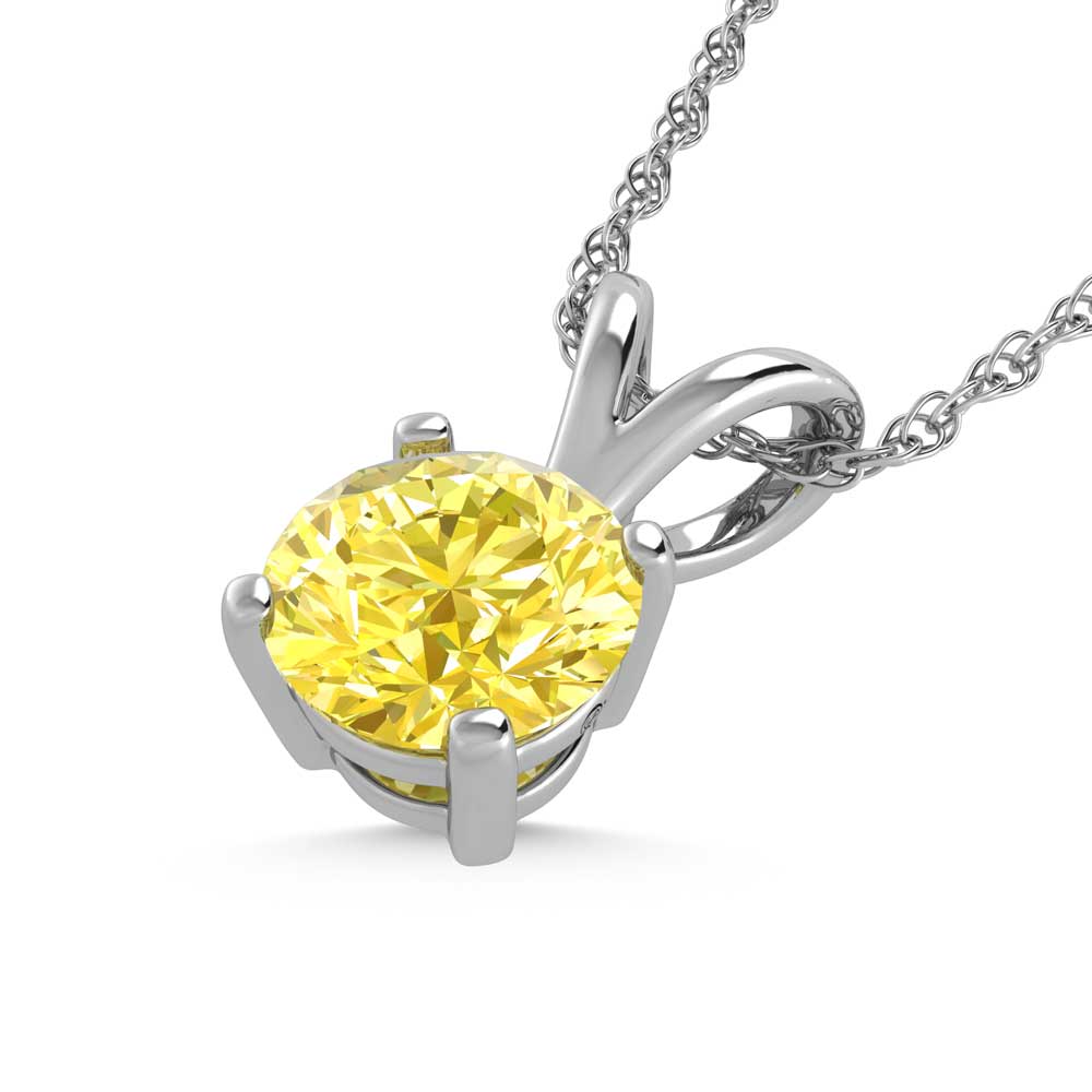 14K White Gold Lab Grown Yellow Diamond 1/2 Ct.Tw. Solitaire Pendant
