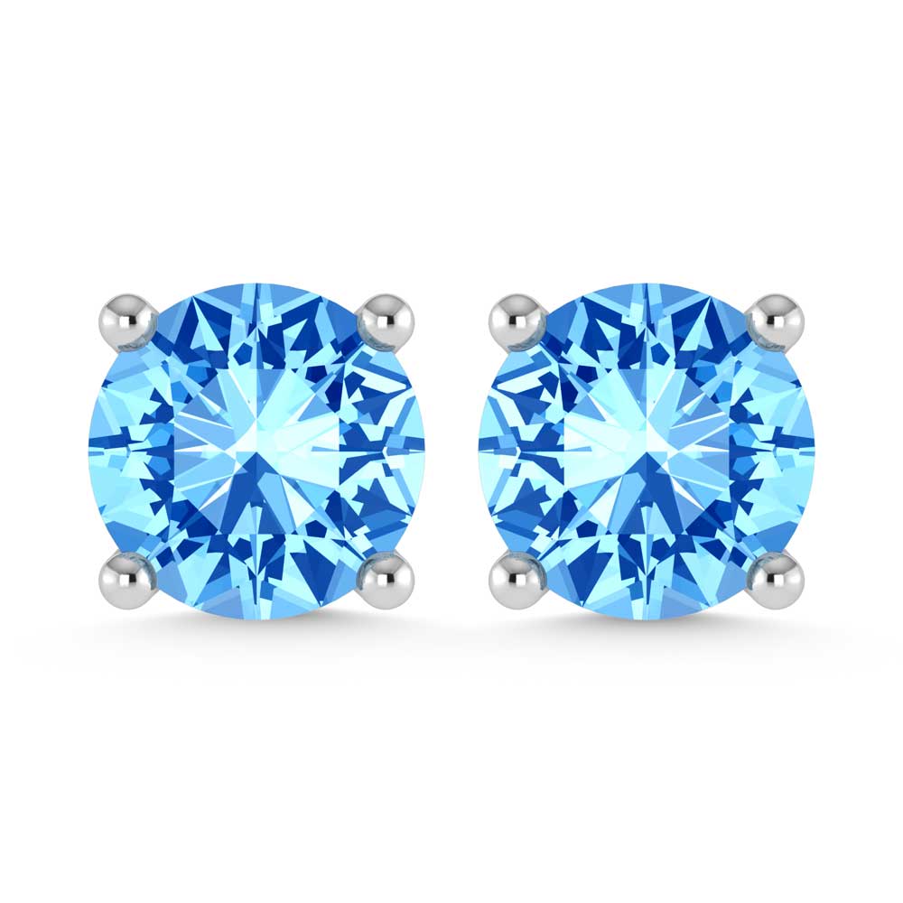14K White Gold Lab Grown Blue Diamond 1 Ct.Tw. Stud Earrings