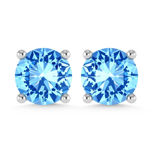14K White Gold Lab Grown Blue Diamond 1 Ct.Tw. Stud Earrings