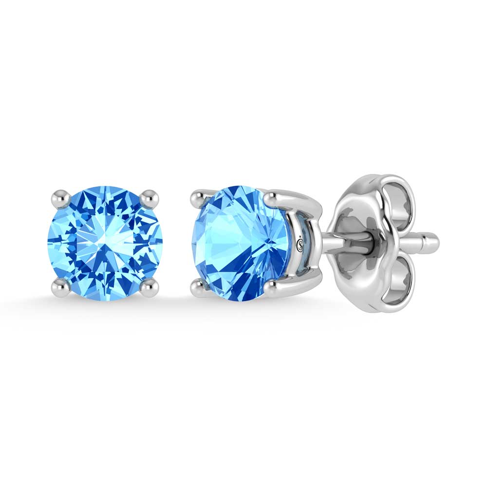 14K White Gold IGI Certified Lab Grown Blue Diamond 2 Ct.Tw. Stud Earrings