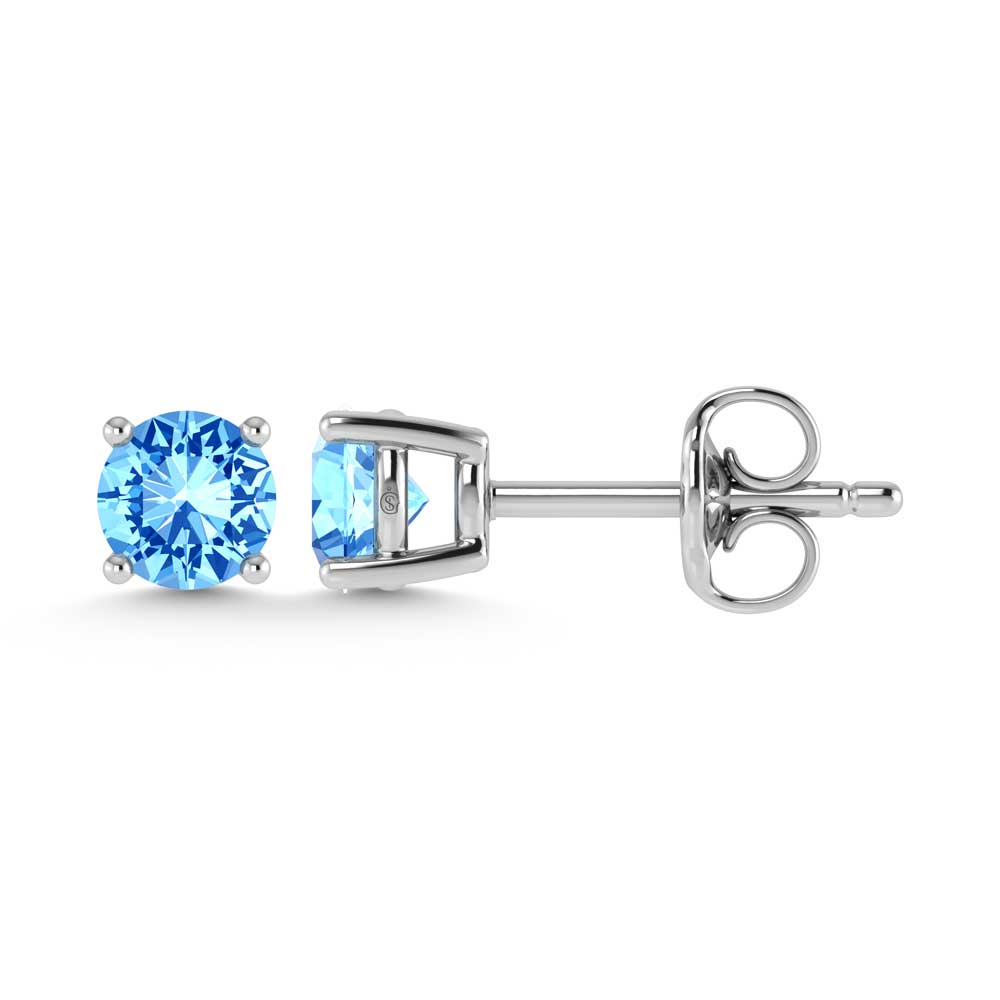 14K White Gold IGI Certified Lab Grown Blue Diamond 2 Ct.Tw. Stud Earrings