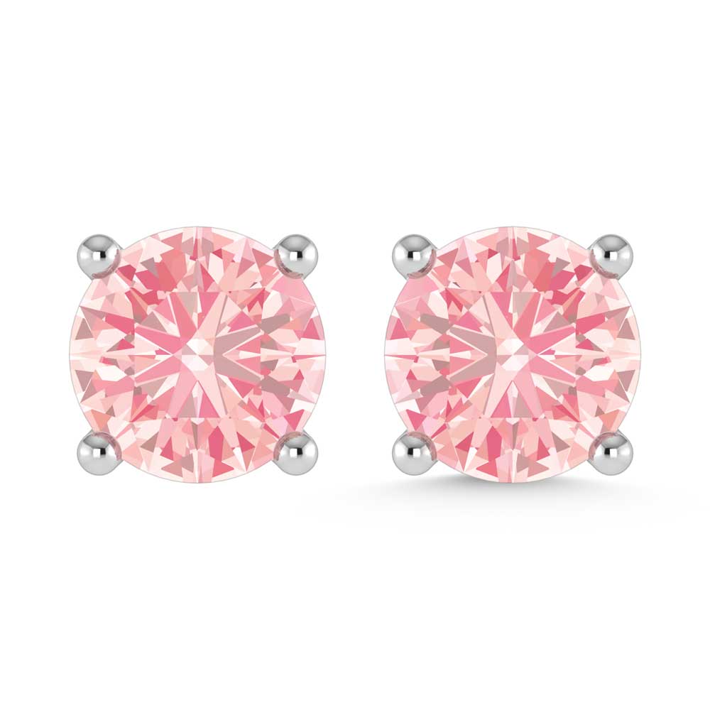 14K White Gold IGI Certified Lab Grown Pink Diamond 2 Ct.Tw. Stud Earrings