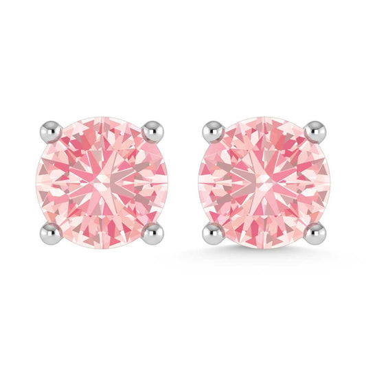 14K White Gold IGI Certified Lab Grown Pink Diamond 2 Ct.Tw. Stud Earrings