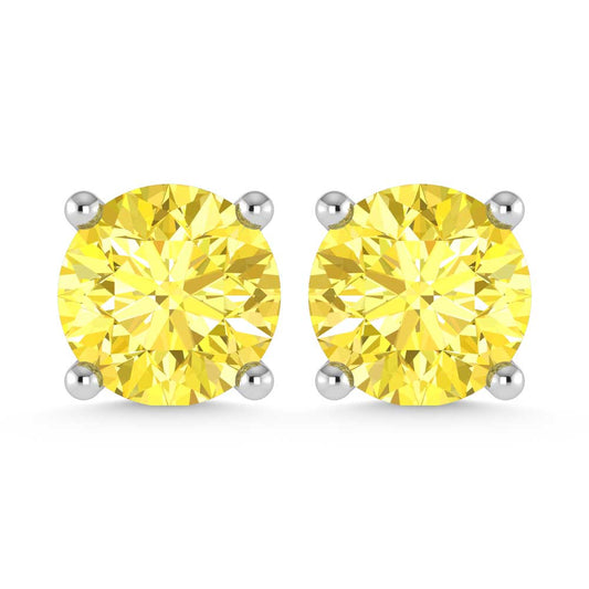 14K White Gold Lab Grown Yellow Diamond 1 Ct.Tw. Stud Earrings