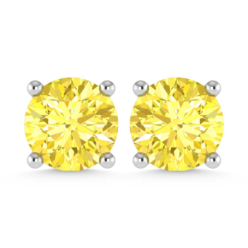14K White Gold Lab Grown Yellow Diamond 3/4 Ct.Tw. Stud Earrings