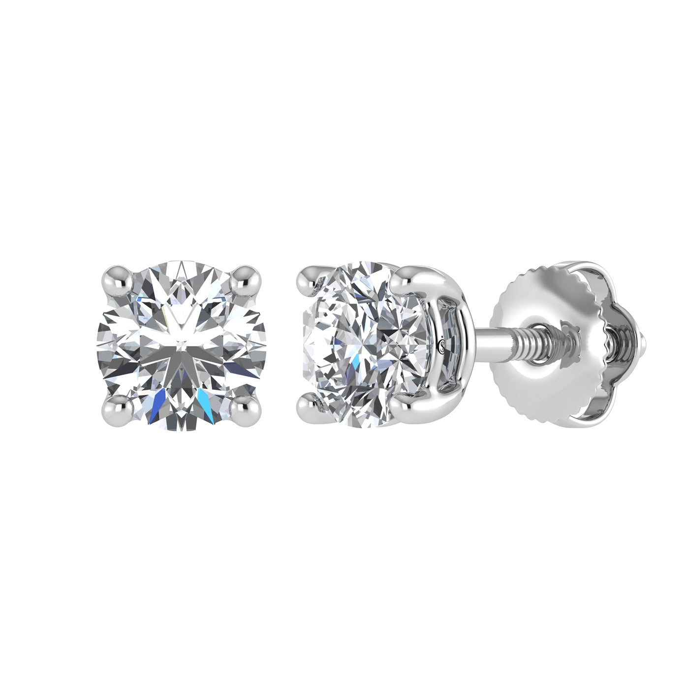 14K White Gold Lab Grown Diamond 1/6 Ct.Tw. Starlab Certified VS F+ Solitaire Studs (Available in 0.10ct to 4ct)