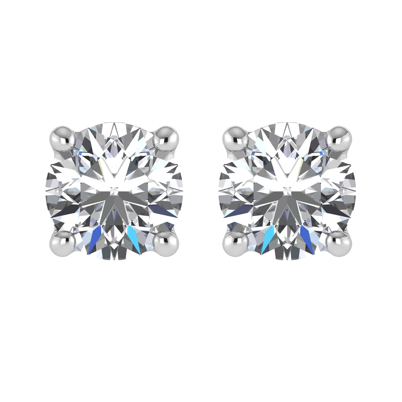 14K White Gold Lab Grown Diamond 1 1/2 Ct.Tw. Starlab Certified VS F+ Solitaire Studs (Available in 0.10ct to 4ct)