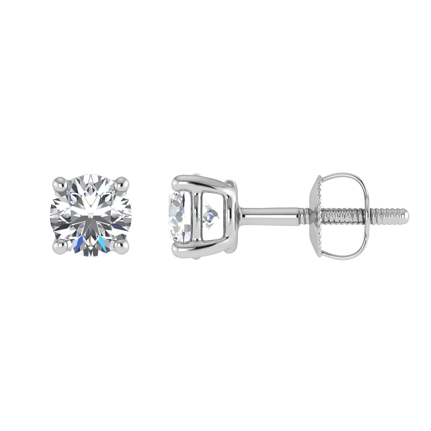 14K White Gold Lab Grown Diamond 1/4 Ct.Tw.Starlab Certified VS F+ Solitaire Studs (Available in 0.10ct to 4ct)