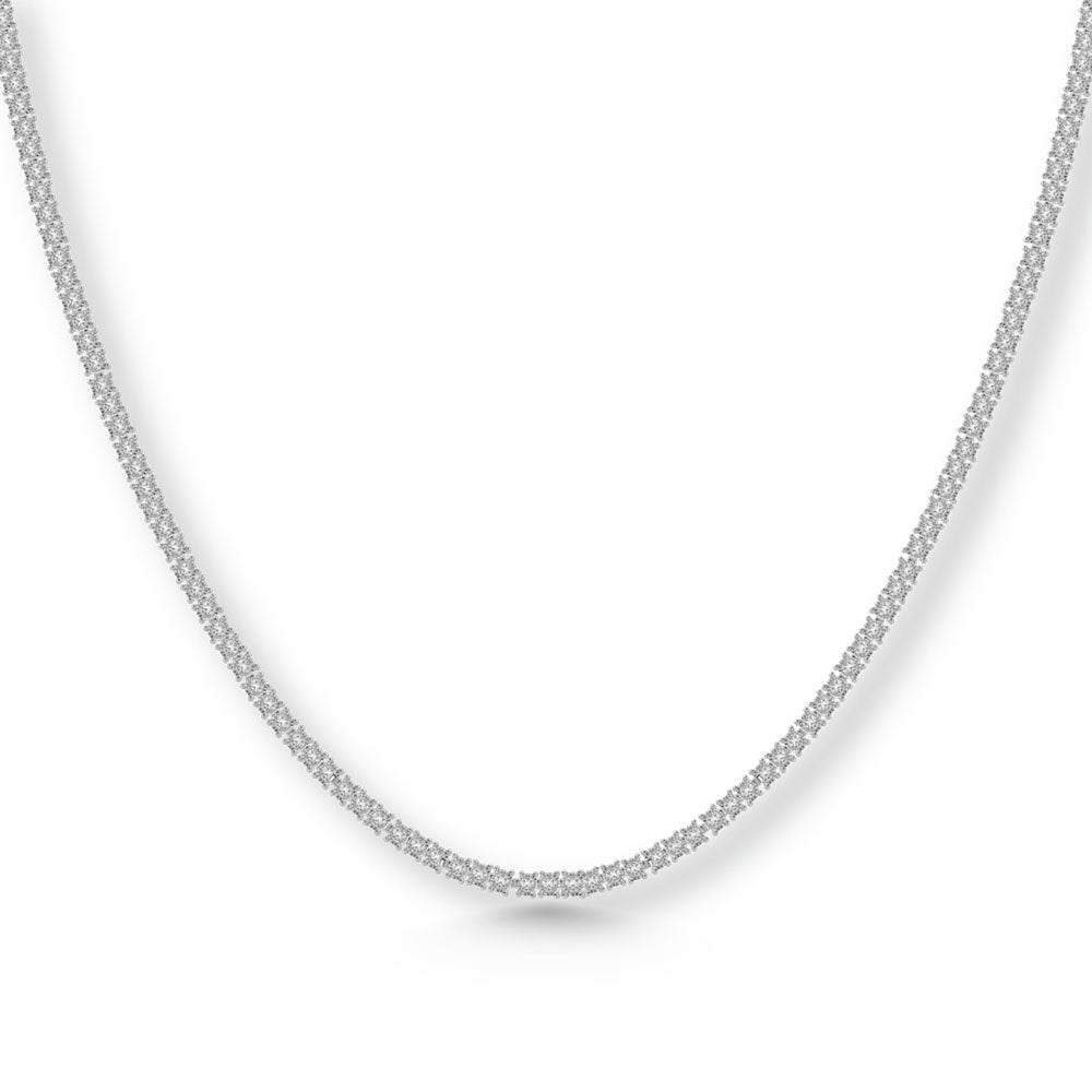 Sterling Silver Lab Grown Diamond 2 7/8 Ct.Tw. 4 Prong Illusion Necklace 20 Inch (10 CT Look