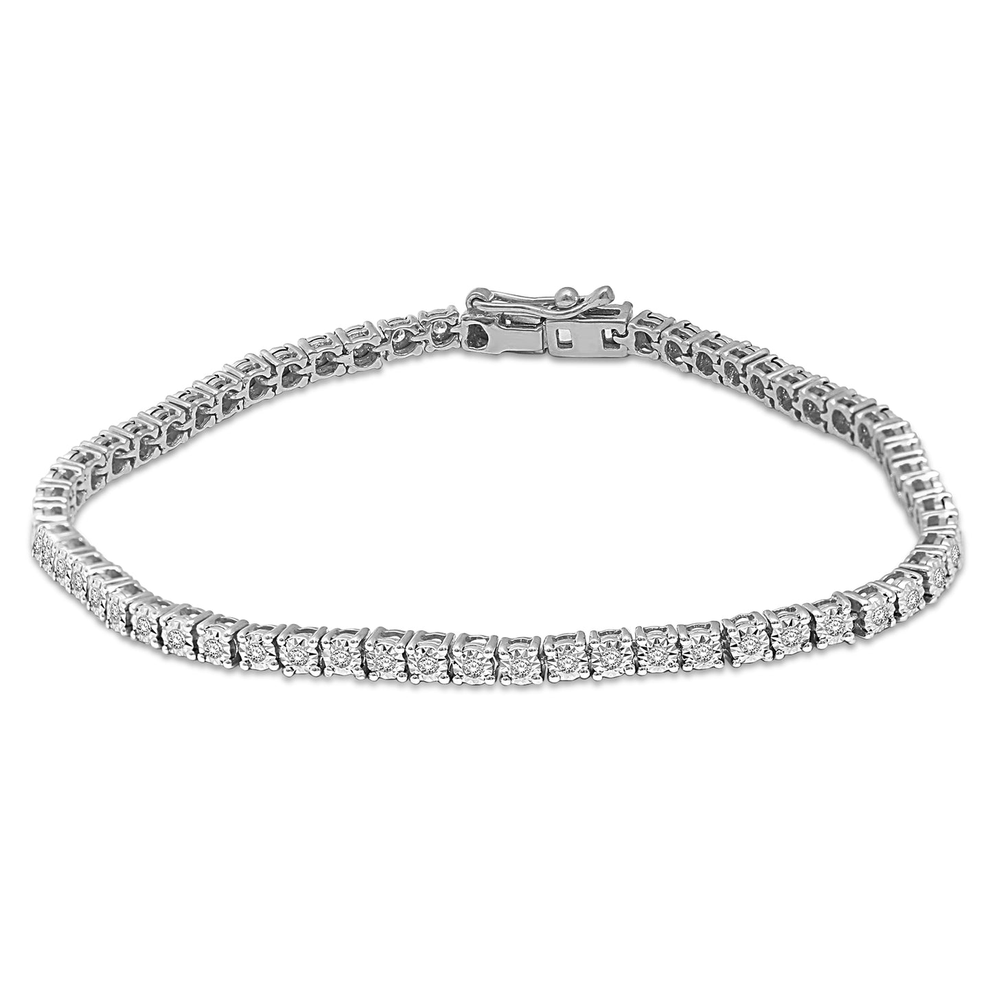 Sterling Silver Lab Grown Diamond 1 Ct.Tw. Illusion Tennis Bracelet (3CT Look)