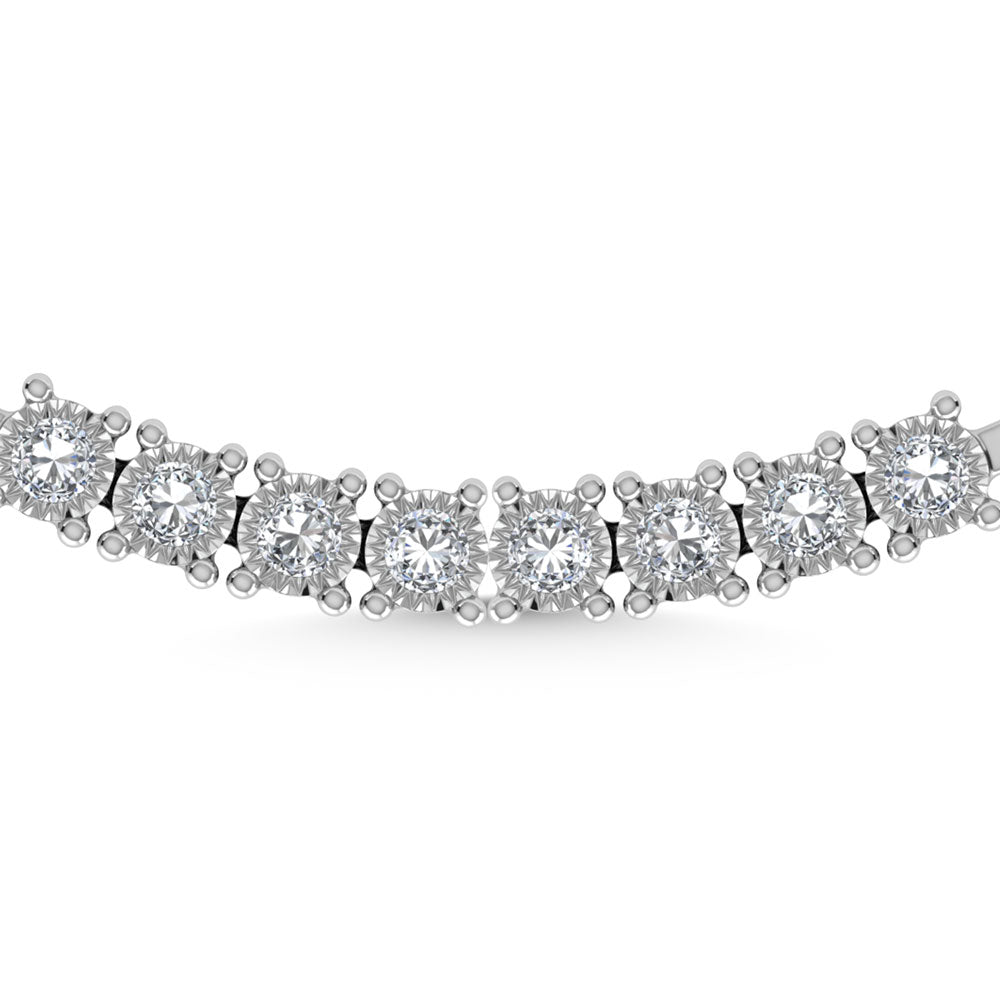 Sterling Silver Lab Grown Diamond 9 3/8 Ct.Tw. 4 Prong Illusion Necklace 22 Inch (20 CT Look)