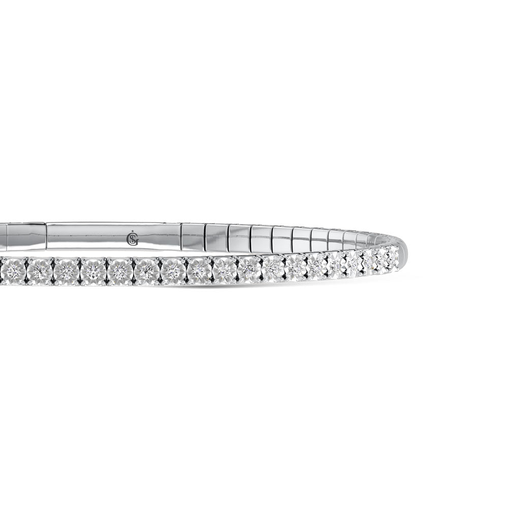 Sterling Silver Lab Grown Diamond 1/2 Ct.Tw. Flexi Bangle