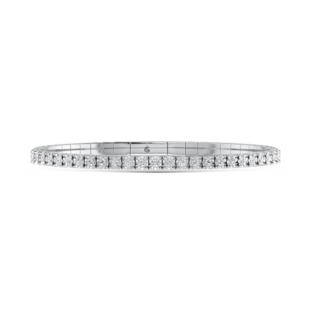Sterling Silver Lab Grown Diamond 1 Ct.Tw. Flexi Bangle