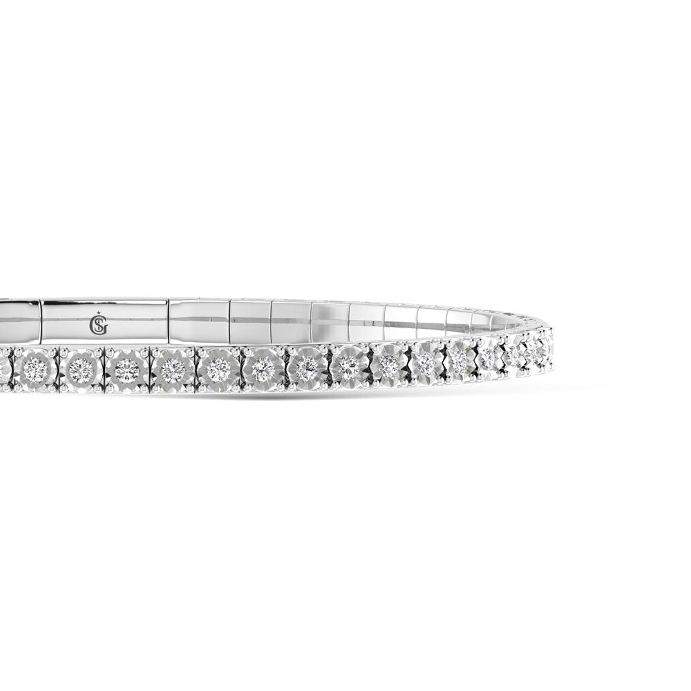 Sterling Silver Lab Grown Diamond 1 Ct.Tw. Flexi Bangle