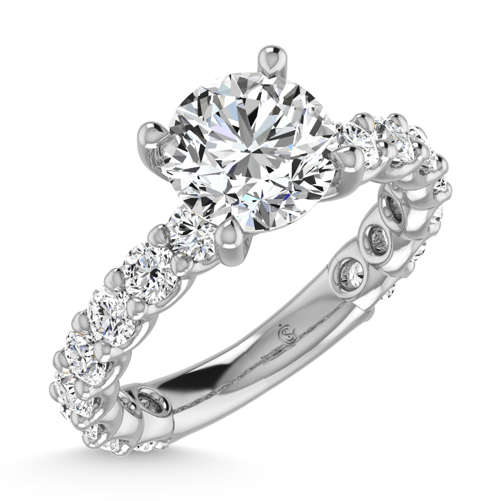 14K White Gold Lab Grown Diamond  2 3/4 Ct.Tw. Round Shape Three Forth Engagement Ring ( IGI Certified Center  2CT)