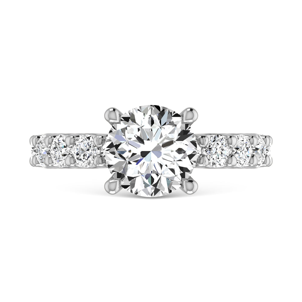 14K White Gold Lab Grown Diamond  2 3/4 Ct.Tw. Round Shape Three Forth Engagement Ring ( IGI Certified Center  2CT)
