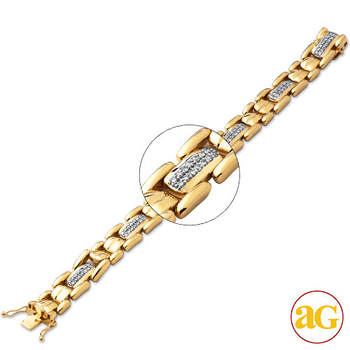 10KY 1.65CTW DIAMOND MENS BRACELET 8.0"