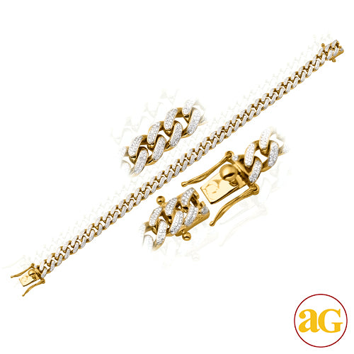 14KY 3.50CTW DIAMOND MIAMI CUBAN LINK BRACELET - 8