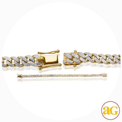 14KY 1.50CTW DIAMOND MIAMI CUBAN LINK BRACELET - 6