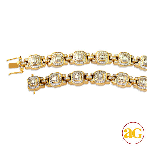 14KY 6.25CTW BAGUETTE DIAMOND MENS BRACELET - 8.5"