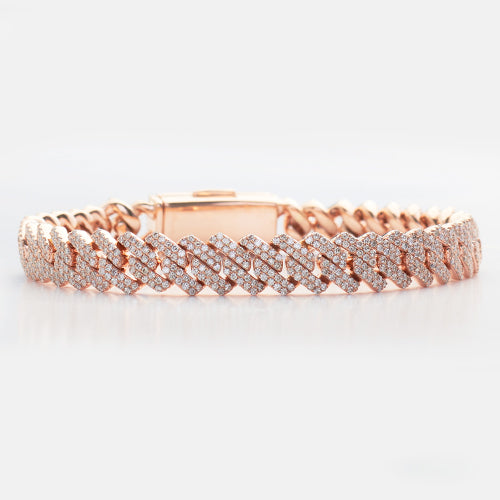 14KR 6.30CTW DIAMOND SQUARE LINK MIAMI CUBAN