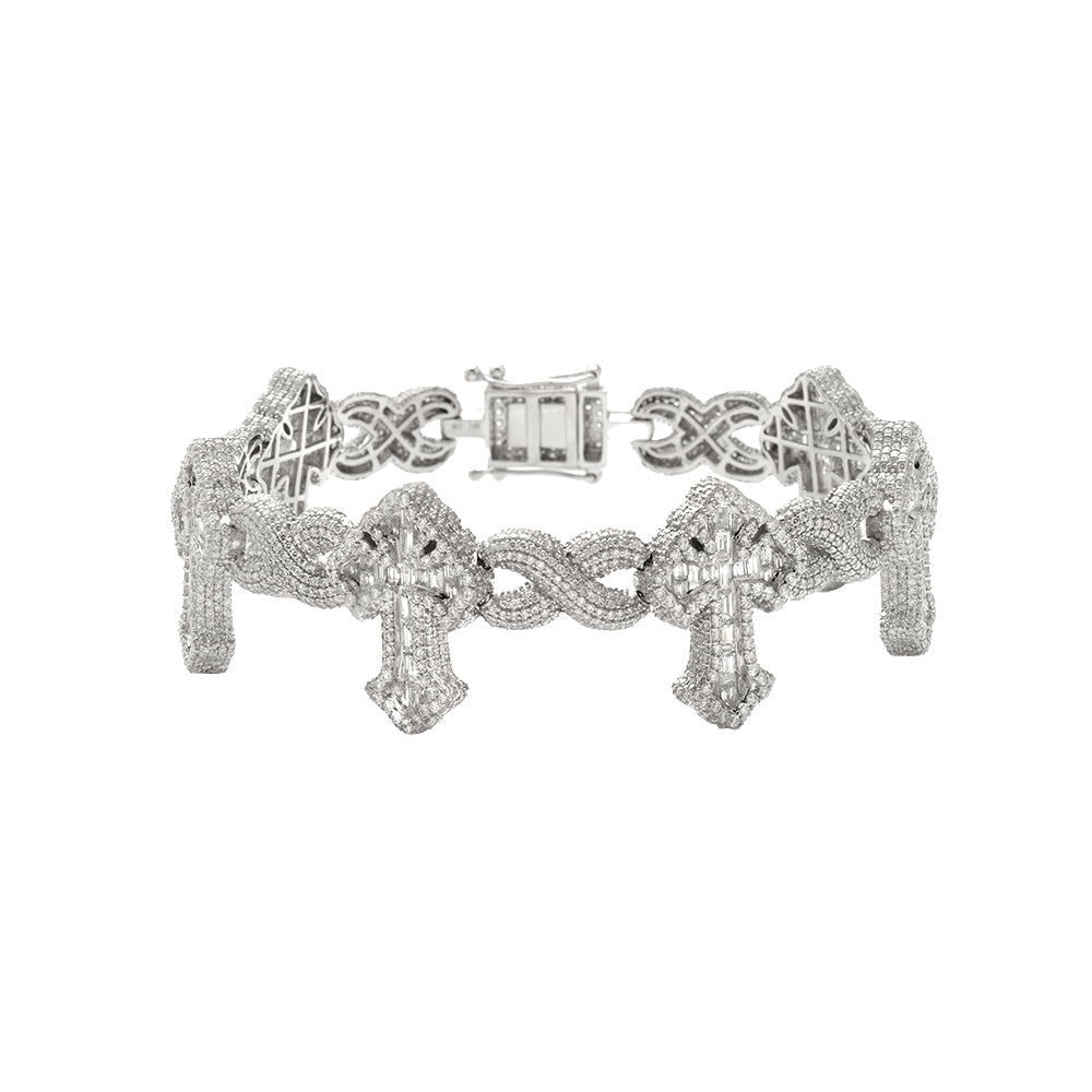 14KW 25.14CTW BAGUETTE DIAMOND FLEUR DE LIS CROSS