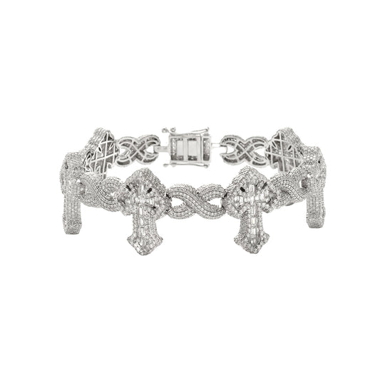 14KW 25.14CTW BAGUETTE DIAMOND FLEUR DE LIS CROSS