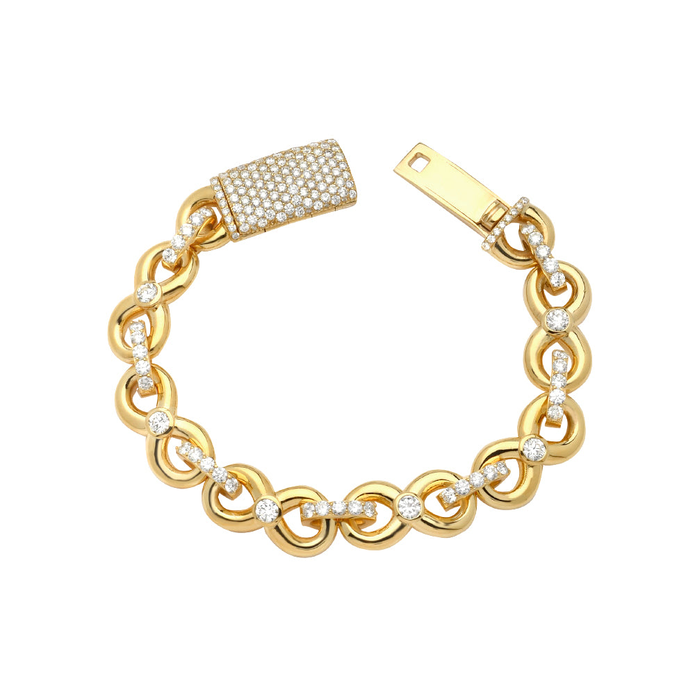 10KY 6.46CTW DIAMOND INFINITY ROLO LINK BRACELET