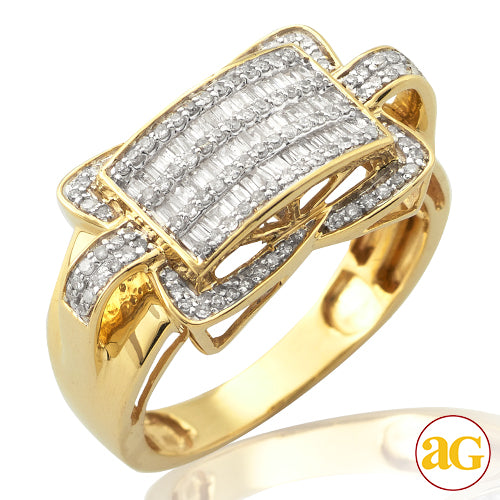 10KY 0.50 CTW  BAGUETTE DIAMOND MEN'S RING