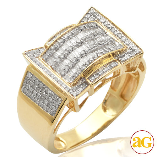 10KY 0.75 CTW  BAQUETTE DIAMOND MEN'S RING