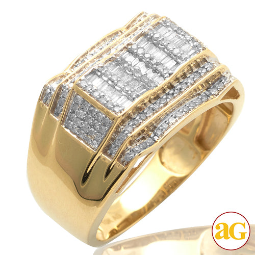 10KY 0.65 CTW  BAQUETTE DIAMOND MEN'S RING