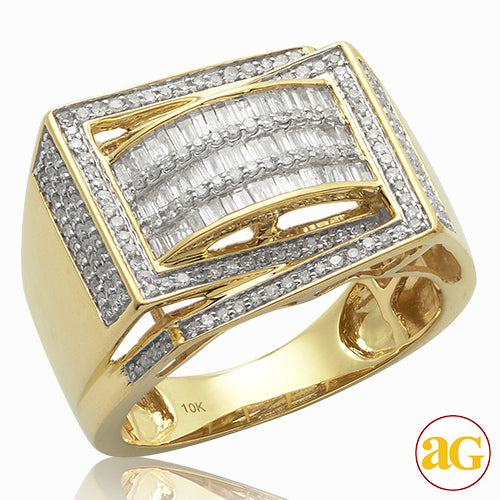 10KY 0.85 CTW  BAQUETTE DIAMOND MEN'S RING
