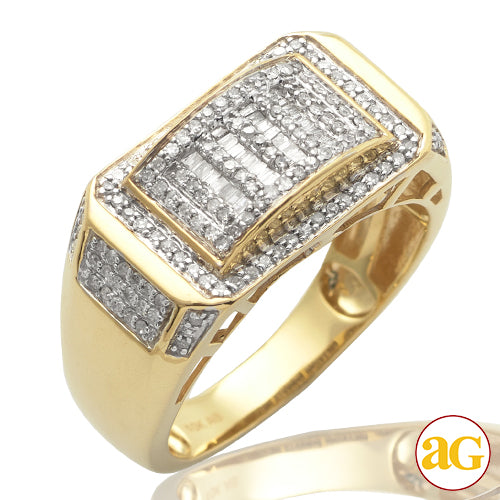10KY 0.60 CTW  BAQUETTE DIAMOND MEN'S RING