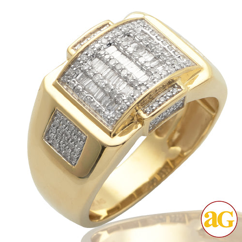 10KY 0.65 CTW  BAQUETTE DIAMOND MEN'S RING