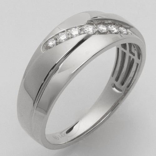 14KW 0.20CTW DIAMOND MENS RING - DIAGONAL ROW