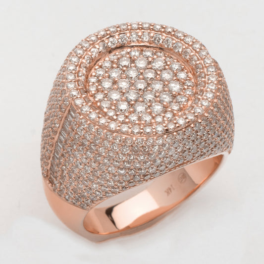 14KR 5.55CTW DIAMOND ROUND HEAD MENS RING