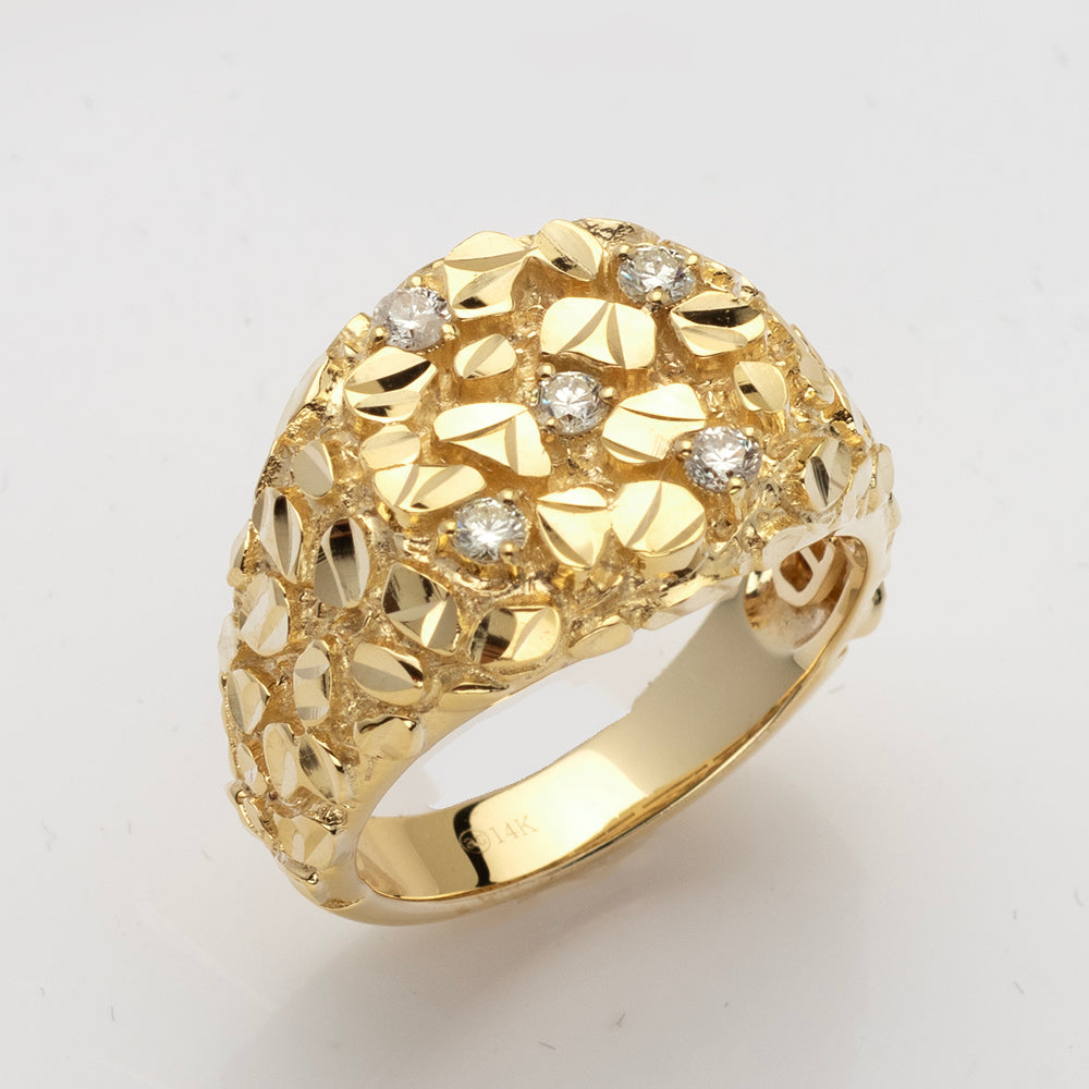 10KY 0.35CTW DIAMOND ROUND HEAD NUGGET RING