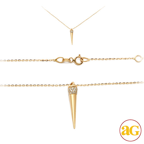 14KY 0.20CTW 18" DIAMOND NECKLACE - ROUNDED SPIKE