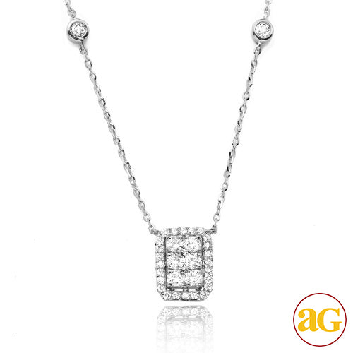 14KW 0.50CTW DIAMOND NECKLACE - VERTICAL RECTANGLE
