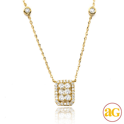14KY 0.50CTW DIAMOND NECKLACE - VERTICAL RECTANGLE
