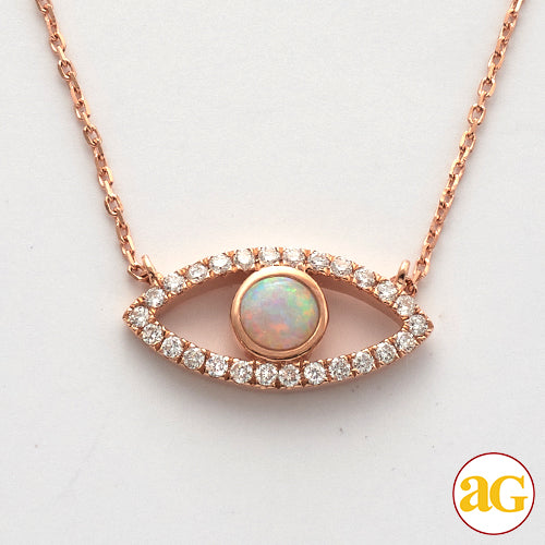 14KR 0.22CTW DIAMOND EVIL EYE NECKLACE