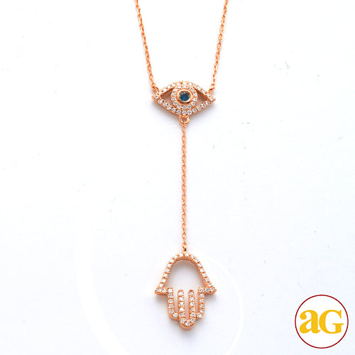 14KR 0.25CTW BLUE AND WHITE DIAMOND EVIL EYE WITH