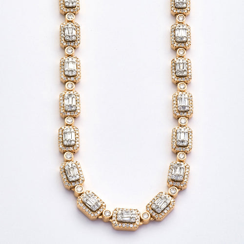 10KY+W  10.15 CTW BAGUETTE NECKLACE 22"