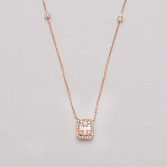 14KR 0.50CTW BAGUETTE DIAMOND SQUARE CLUSTER