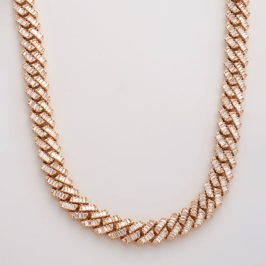 14KR 30.50CTW BAGUETTE DIAMOND SQUARE CUBAN